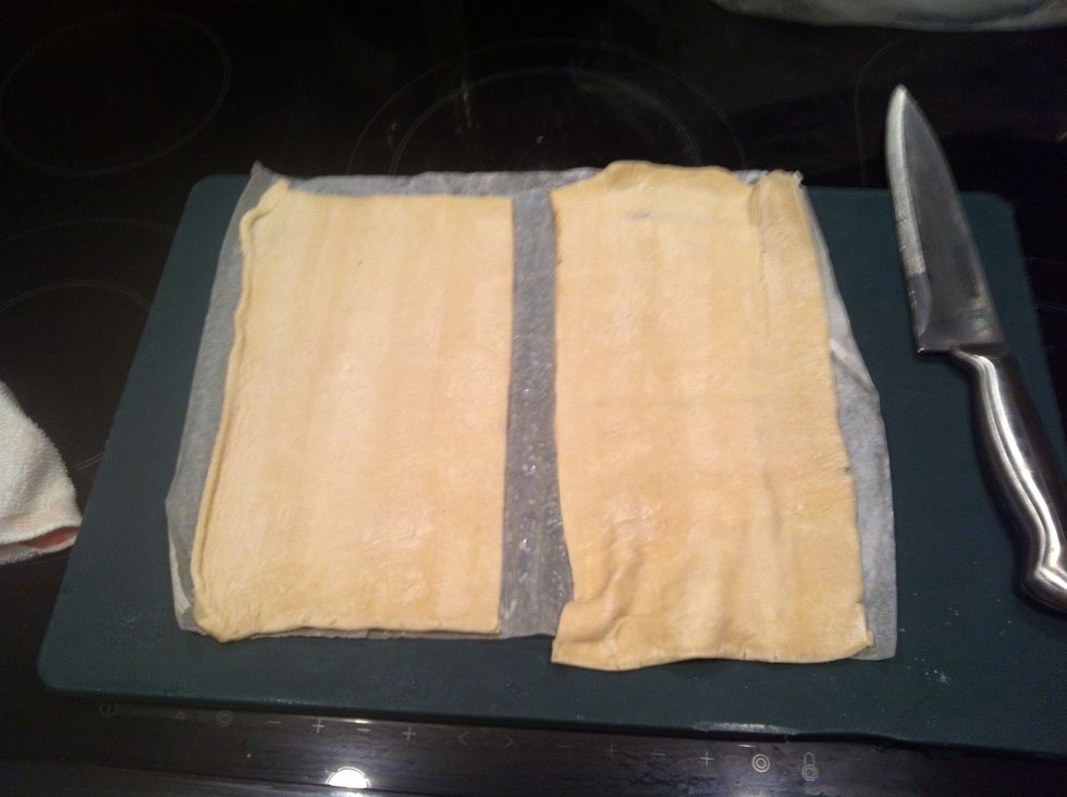 Cut ur puff pastries in to two