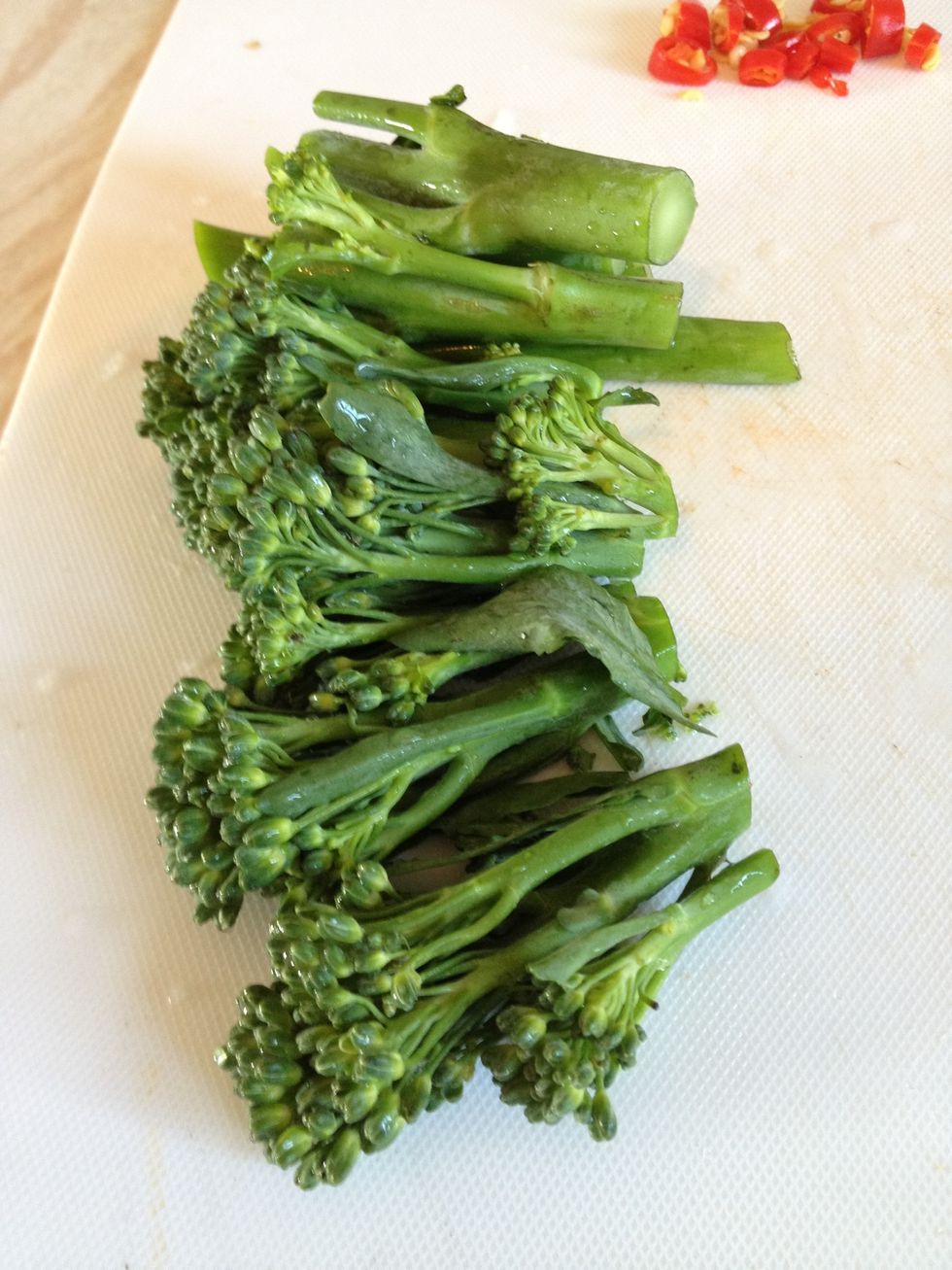 Cut washed broccoli