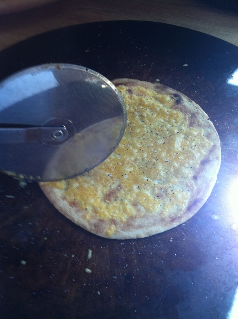 Cut with a pizza cutter.
