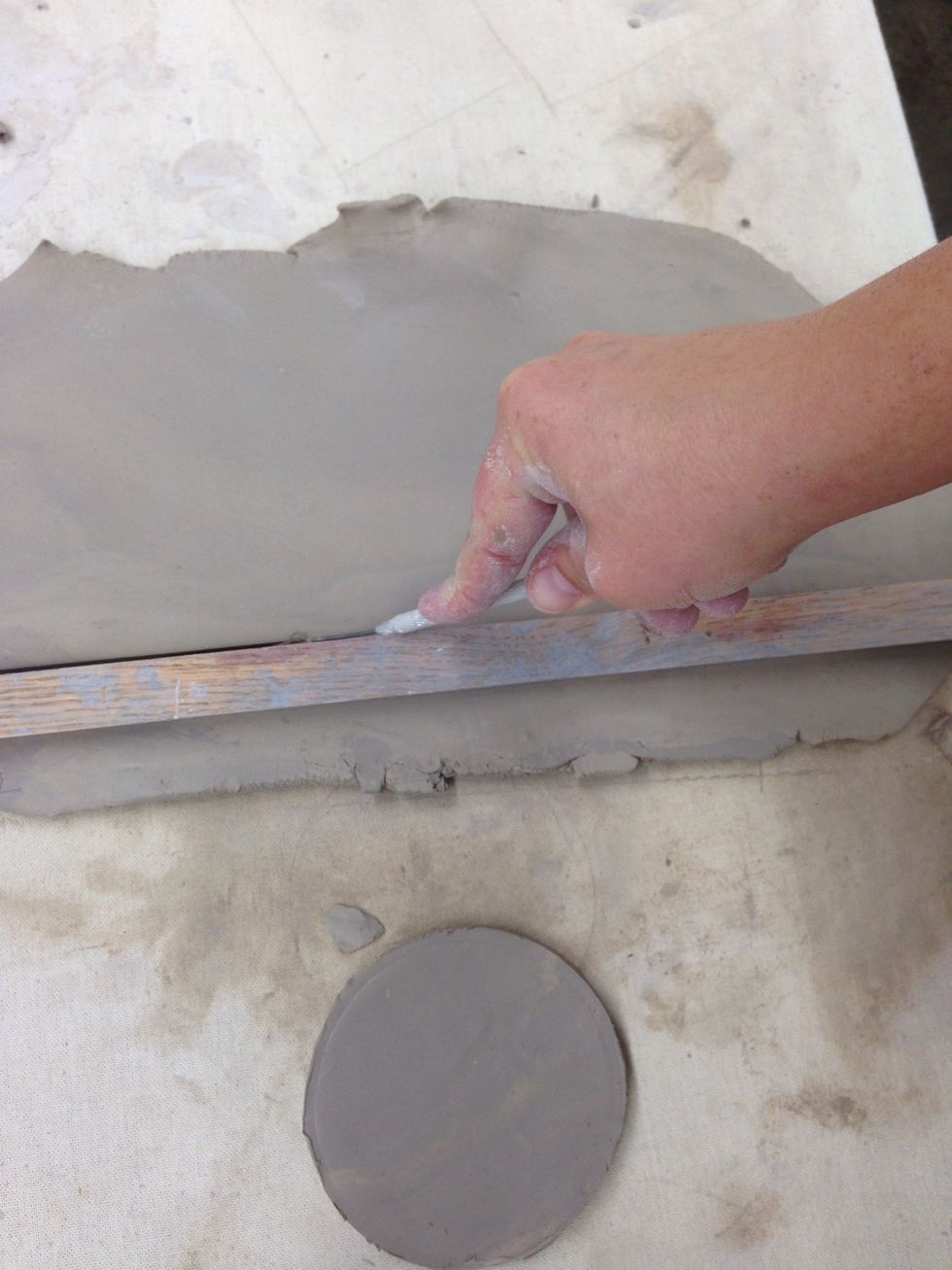 Cut with a straight edge a very long rectangle.