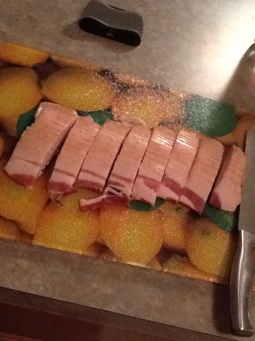 Cut your bacon into medium chunks before you cook it. (It's easier this way.) Add it to a pot and start to fry it on medium heat. Before proceeding to the next step, drain the fat from your pot.