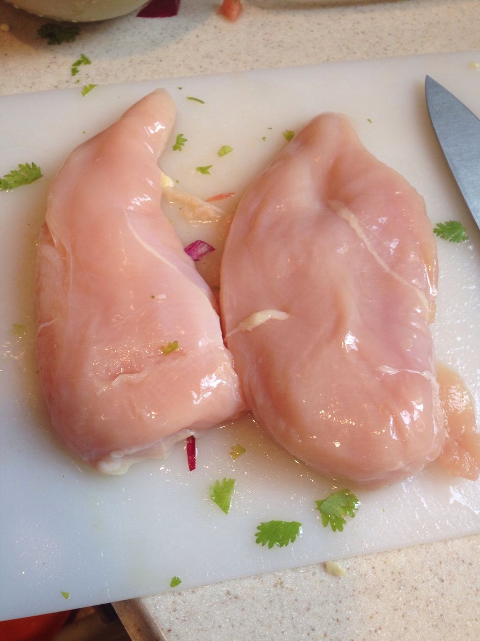 Cut your breast chicken into thin cut not small pieces.