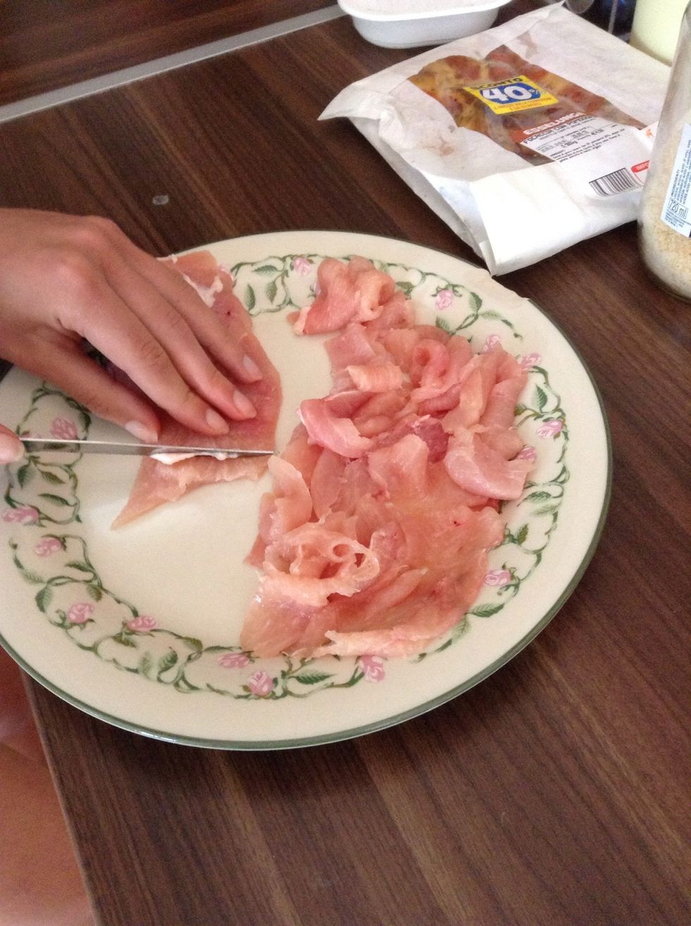 Cut your breast into strips.