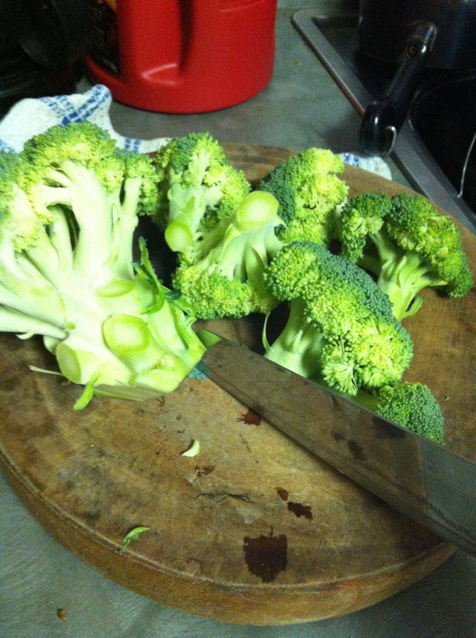 Cut your broccoli into smaller pieces. I prefer smaller pieces but it's your choice!
