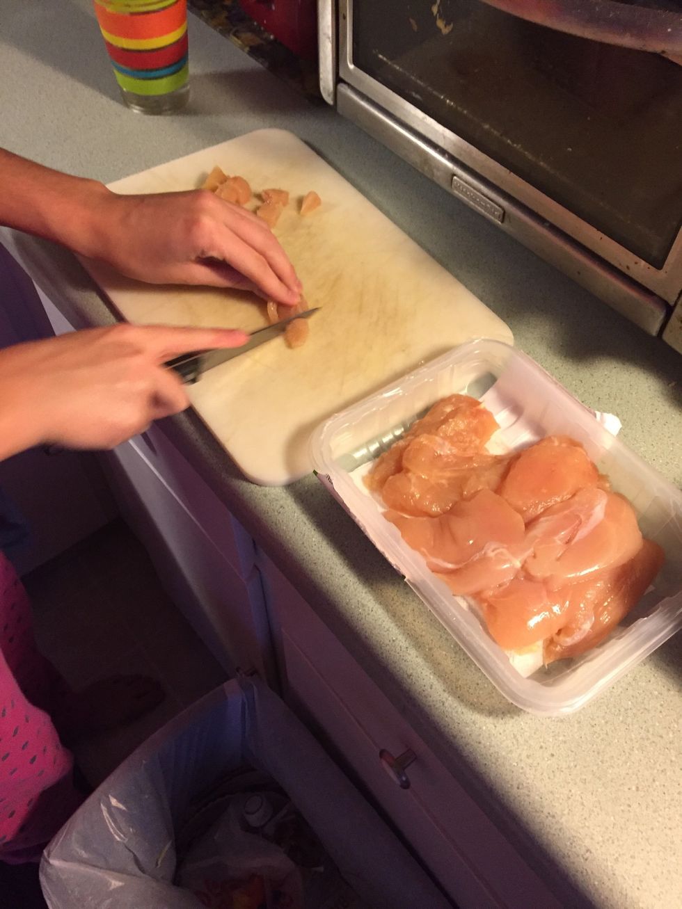 Cut your chicken into small pieces
