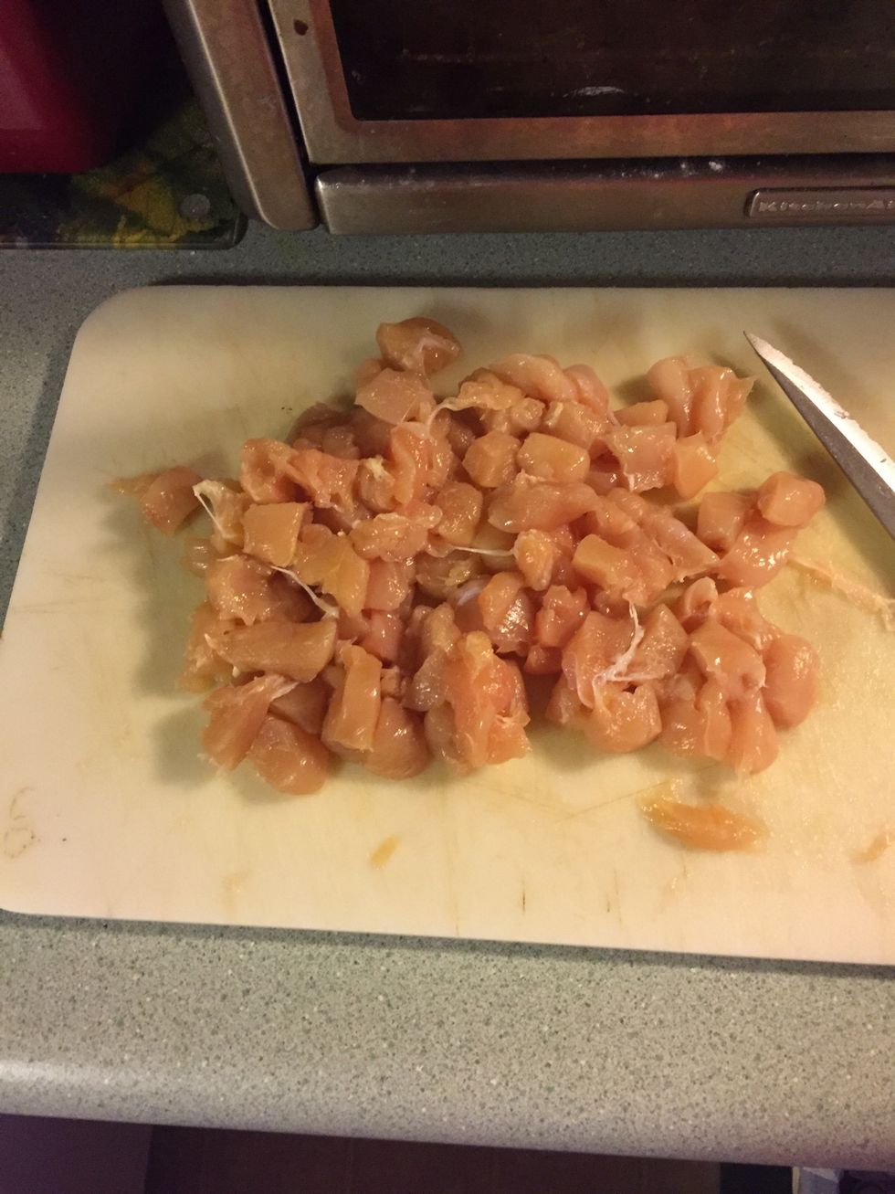 Cut your chicken into small pieces