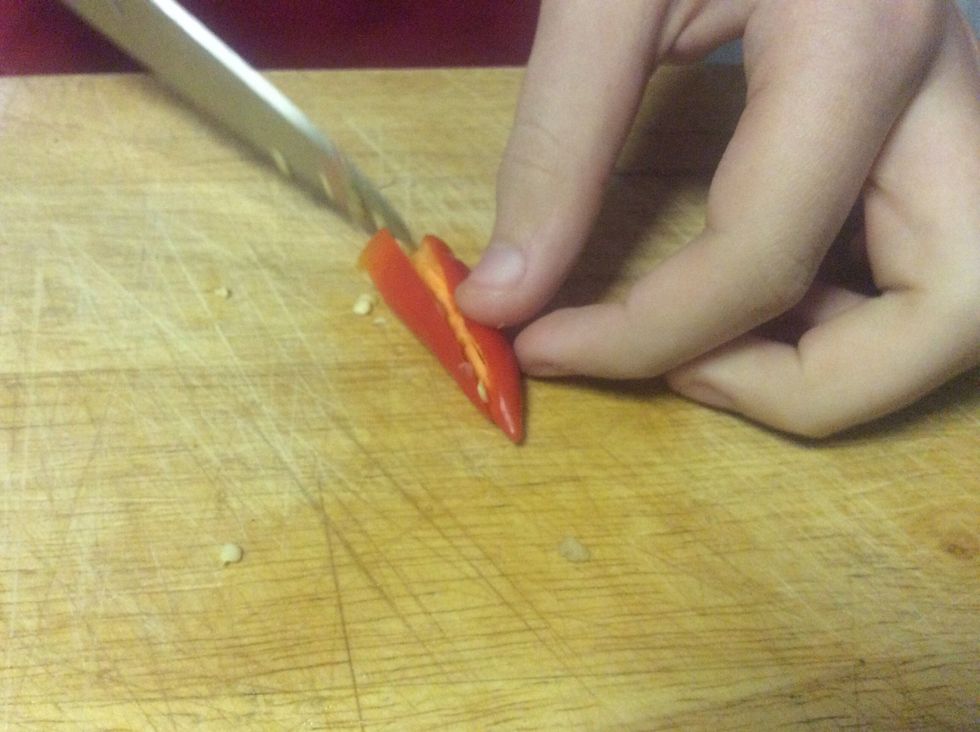 Cut your chilli in half and remove the seeds