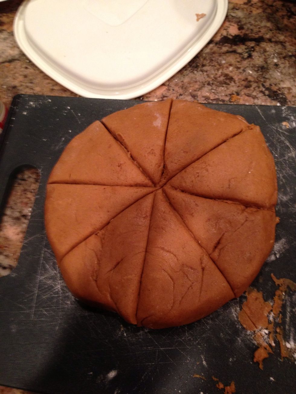 Cut your dough into 8 pizza like slices.