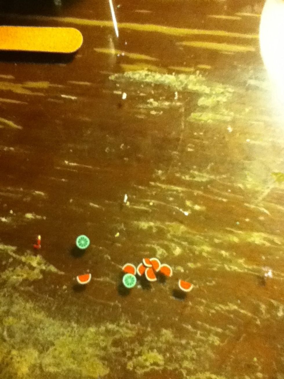 Cut your fimo fruit shapes, or you can paint on the fruit! I bought this fimo on eBay for 6$ and I got 100 sticks of it!!\ue106 soo worth it! Although it's hard to cut thin so I suggest buying it precut!