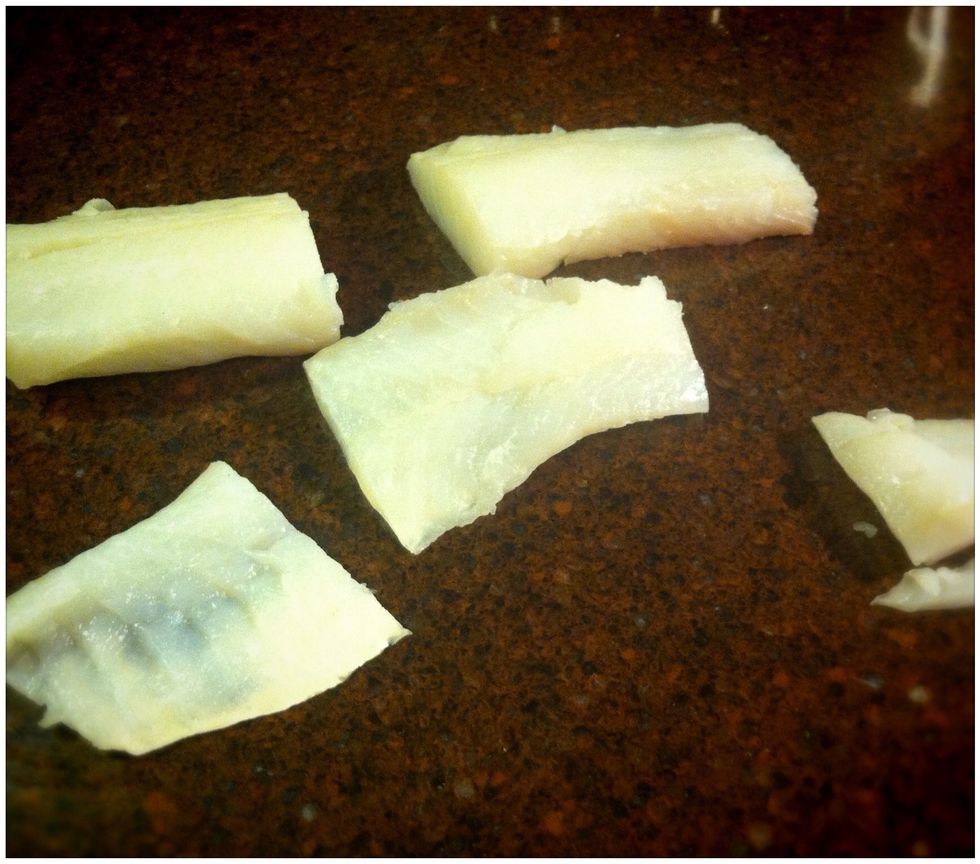 Cut your fish into about 3 inch filets, orrrrrrrrrrrrr leave it in tact and flex on those (insert favorite expletive here) when you present a crazy awesome main dish.