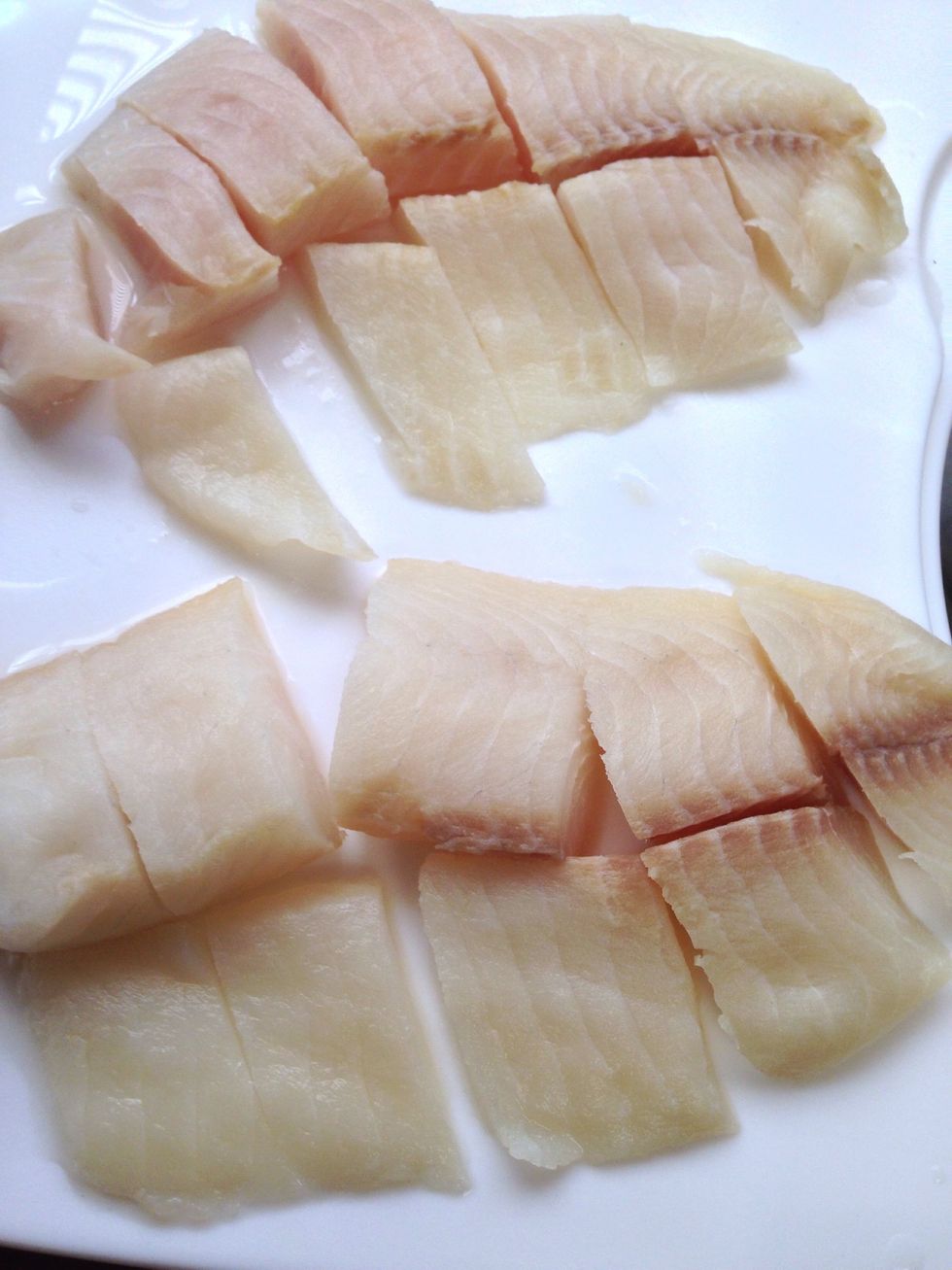 Cut your fish into bite sized pieces. This will make it a finger food. Perfect for an appetizer!