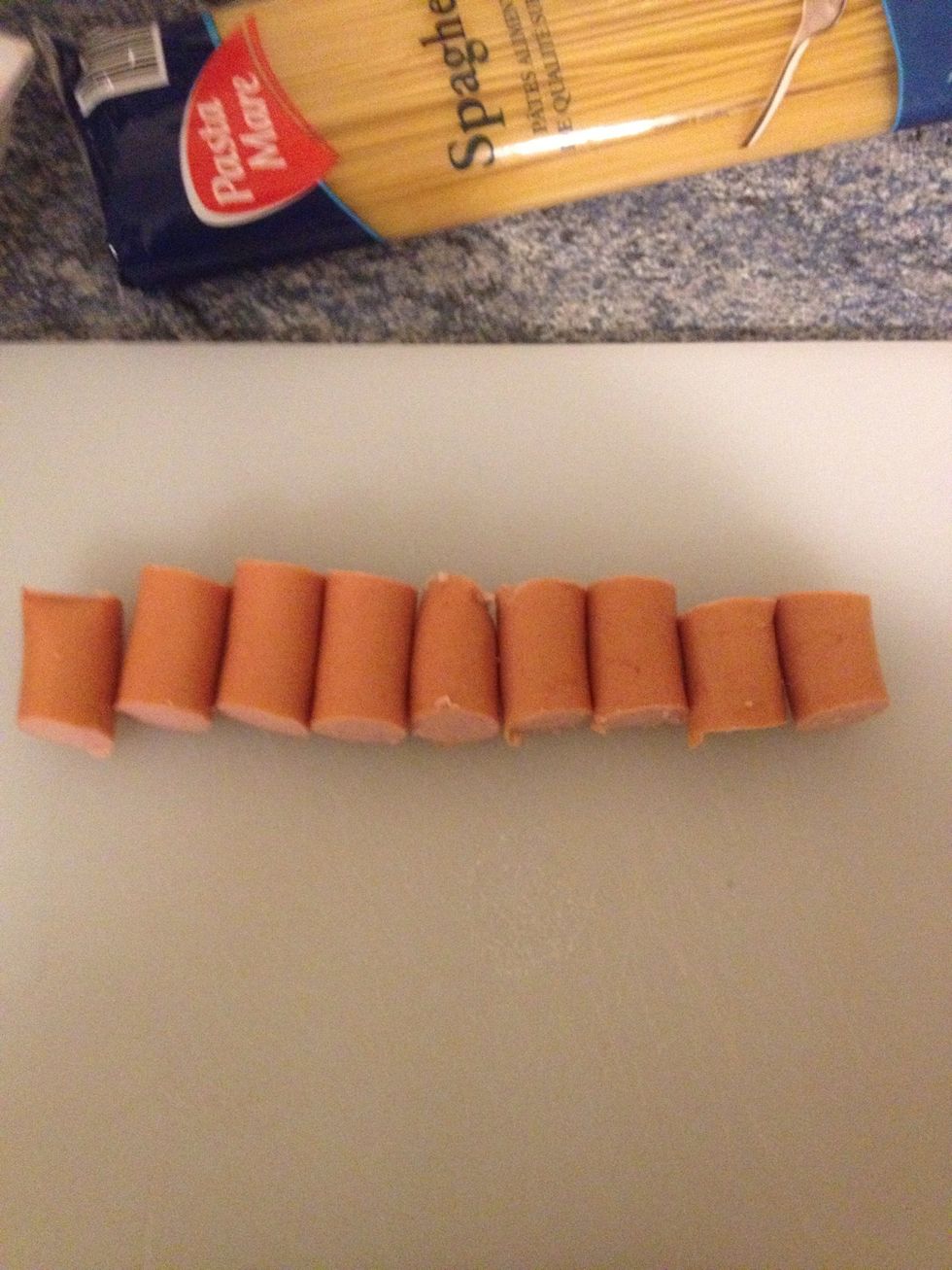 Cut your franks or Vienna sausages