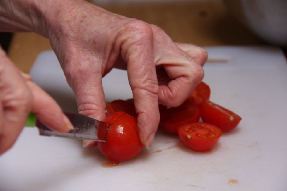 Cut your fresh cherry tomatoes