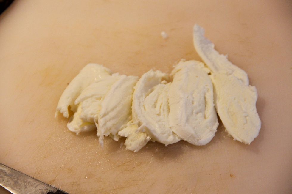 Cut your fresh mozzarella