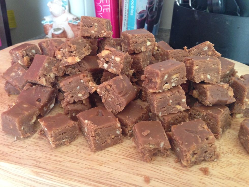 Cut your fudge pieces to size and leave them how they are or....