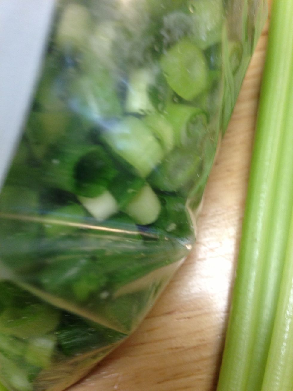 Cut your green onions small