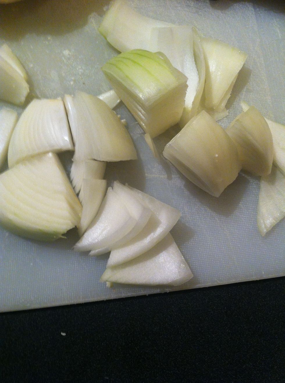 Cut your onions into half six pieces