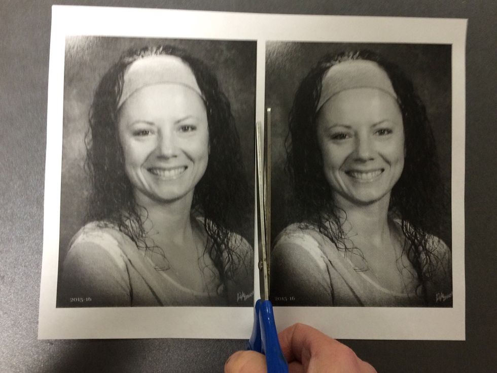 Cut your photos out. Cut right on the outside line of the photos.