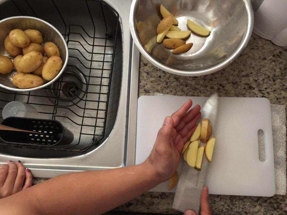 Cut your potatoes into your desired shapes.