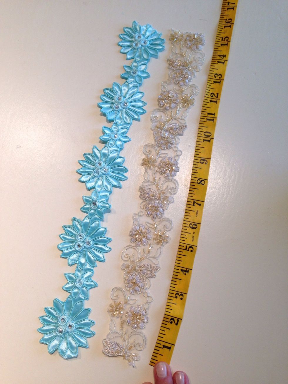 Cut your ribbon to 15 inches. I'm going to make two different headbands.