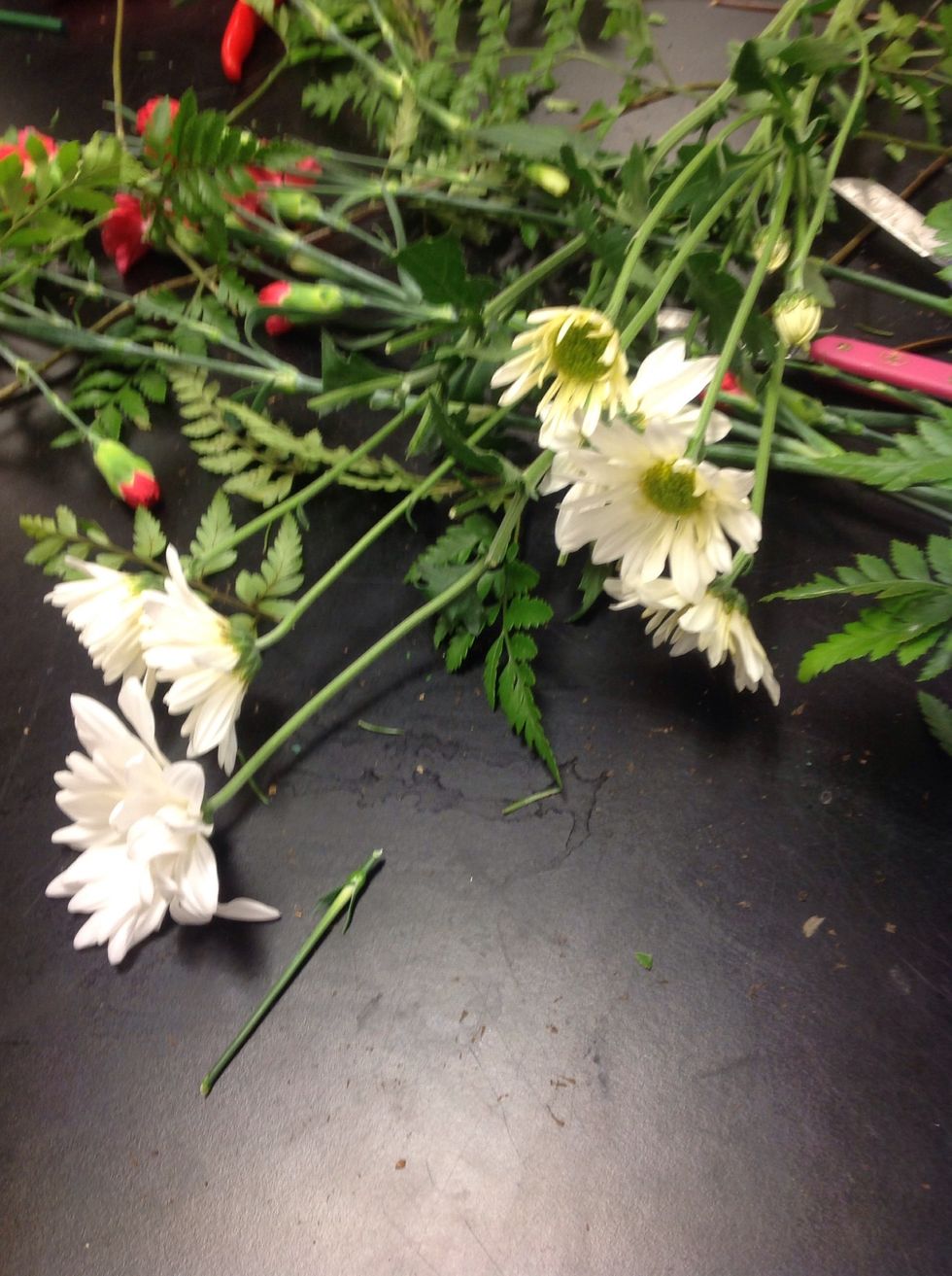 Cut your secondary flower to be the same size as your first flowers.