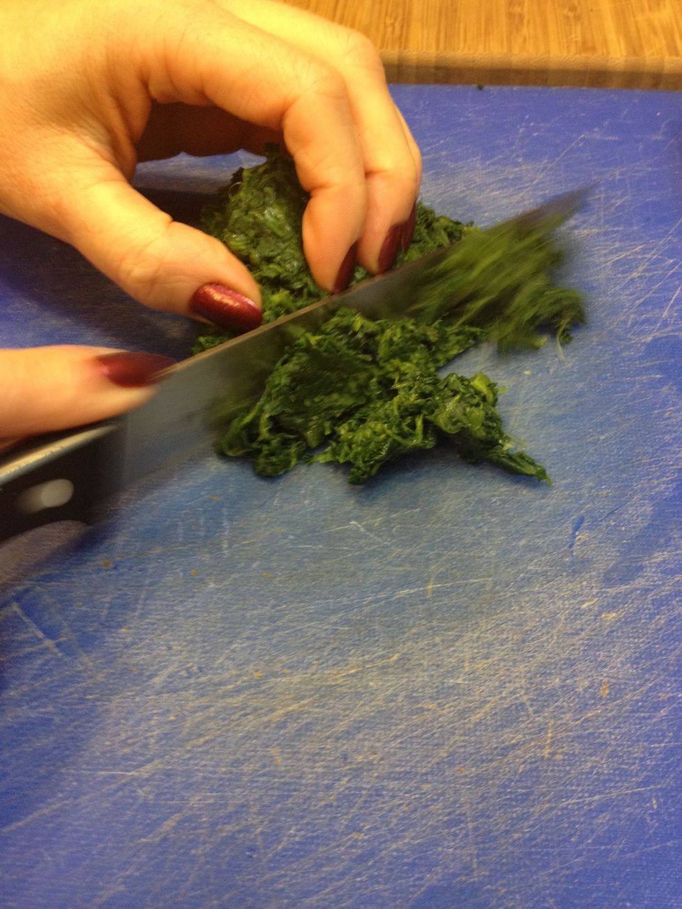 Cut your spinach, into cubes sorta