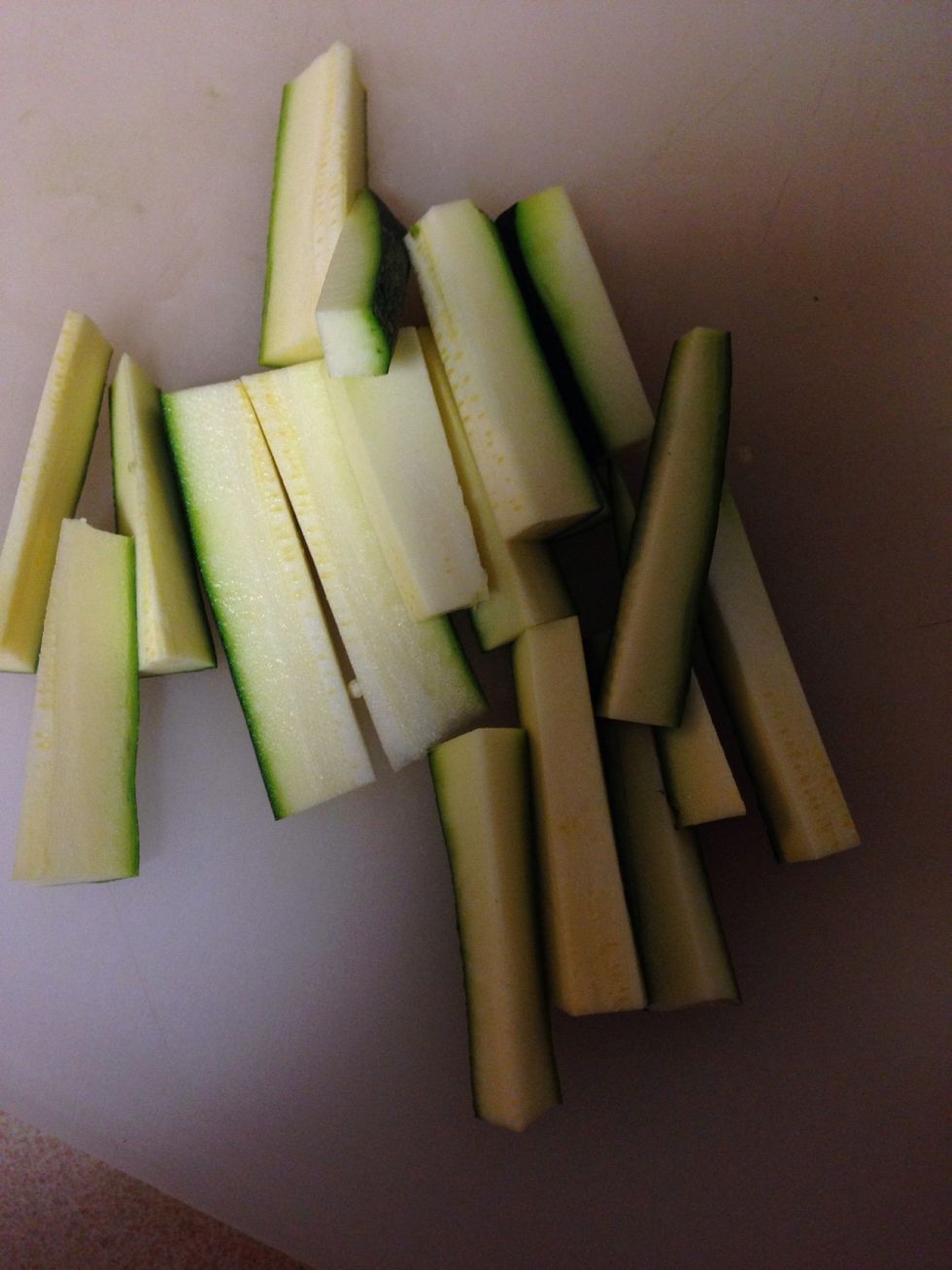 Cut zucchini whichever way you like; lengthwise or round