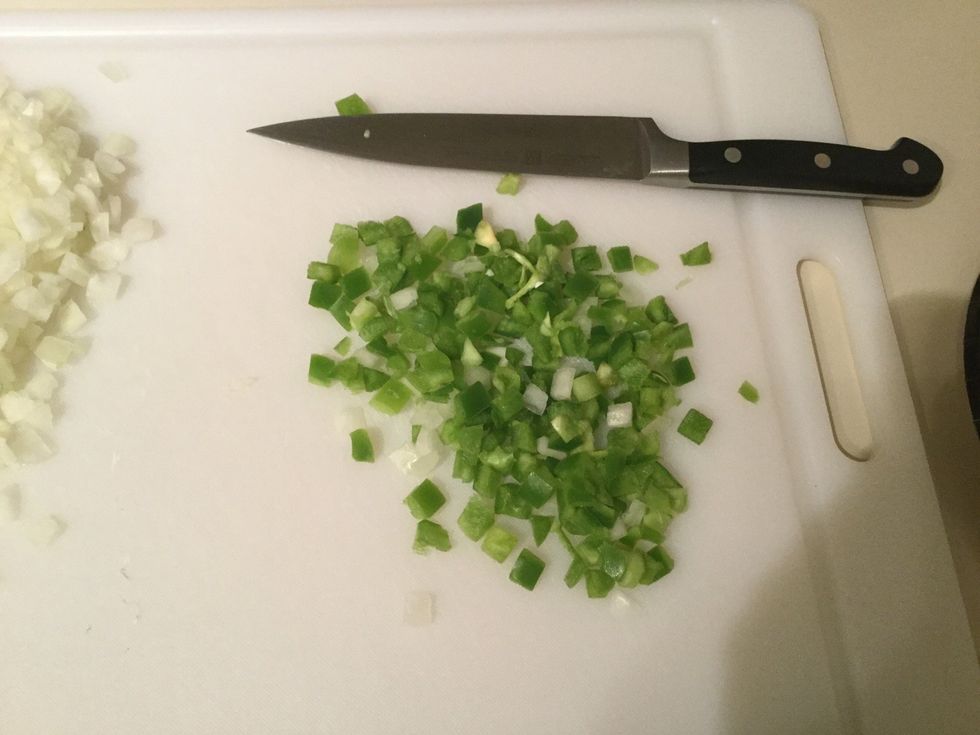 Cutting up my sweet green peppers