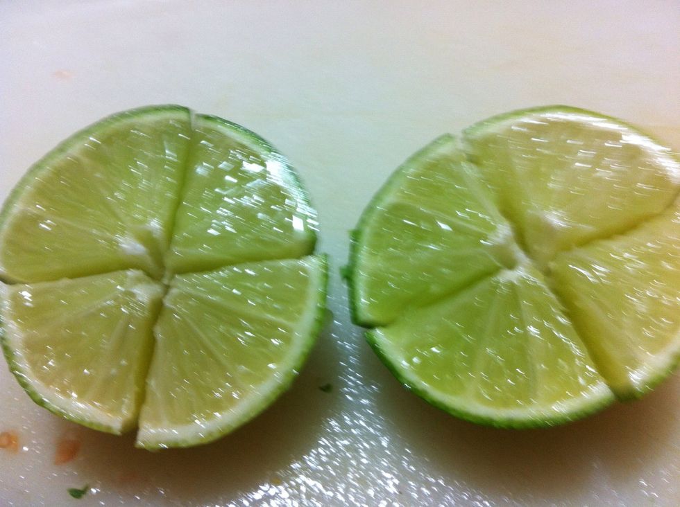 Cutting your Limes like this will help when it's time to squeeze them over the Kale chips.