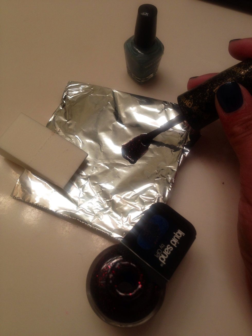Dab a little of second color on aluminum foil.