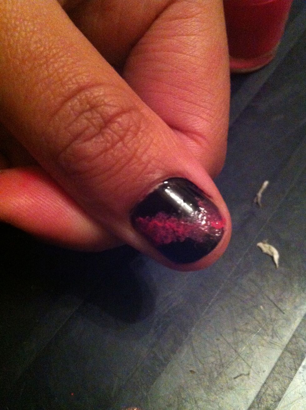 Dab the cotton bud in a diagonal line along your nail