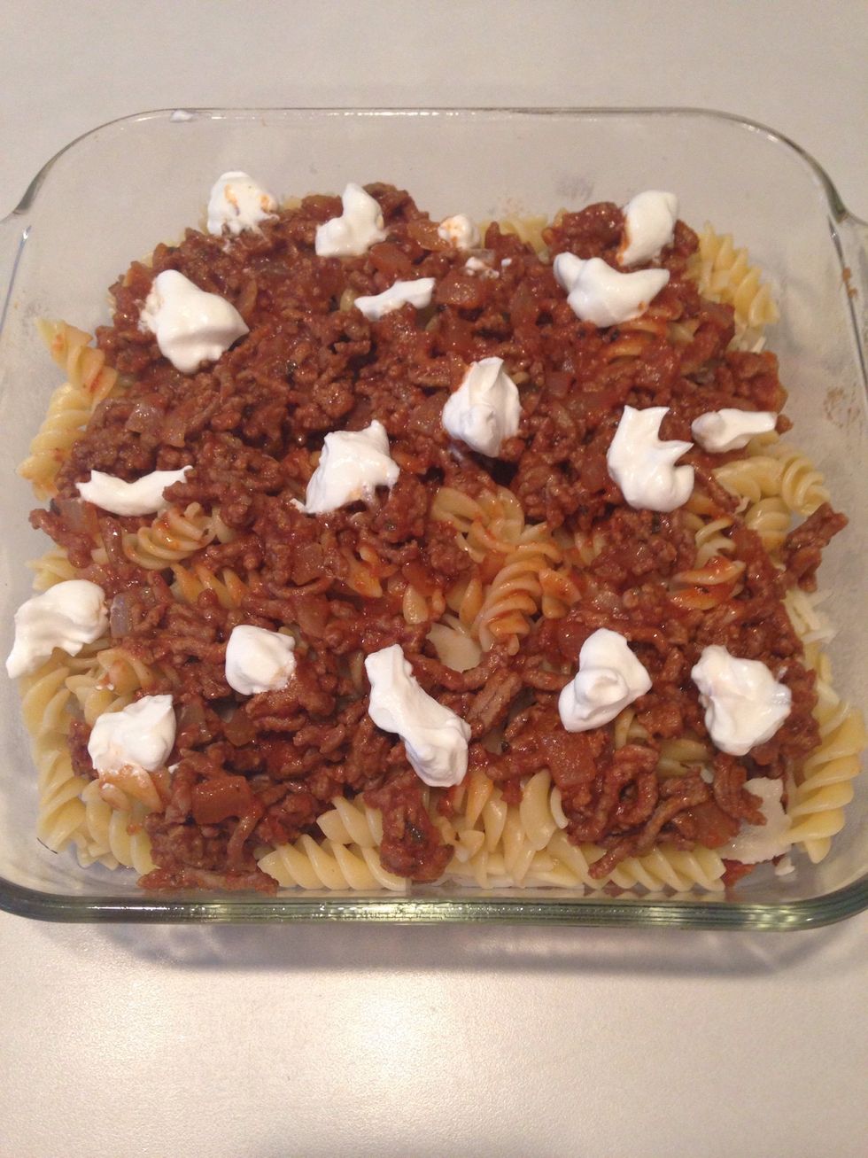 Dab the top with sour cream.