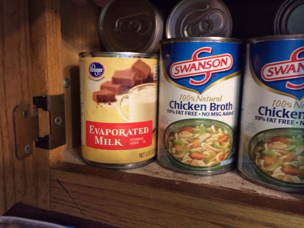 Dairy product. I prefer evaporated milk. But also use cream, regular milk, buttermilk or made up powder milk.