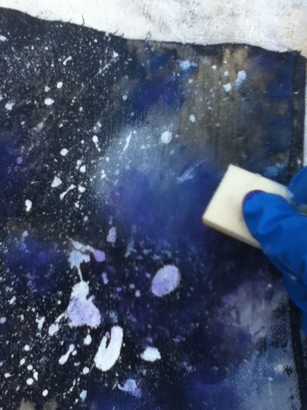 Dap near the blue and yellow.