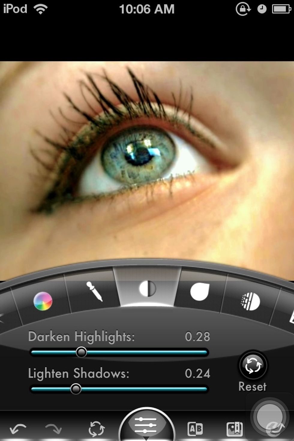 Darken high lights and lighten shadows: I used this to blend the colors a bit more, it sort of acts as a neutralizer