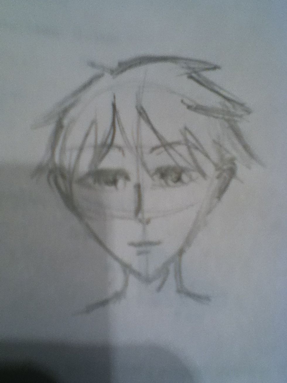 Darken lines you want to keep. We still have a few steps before erasing messy lines. Start defining hair and face with heavier lines. (medium pressure)