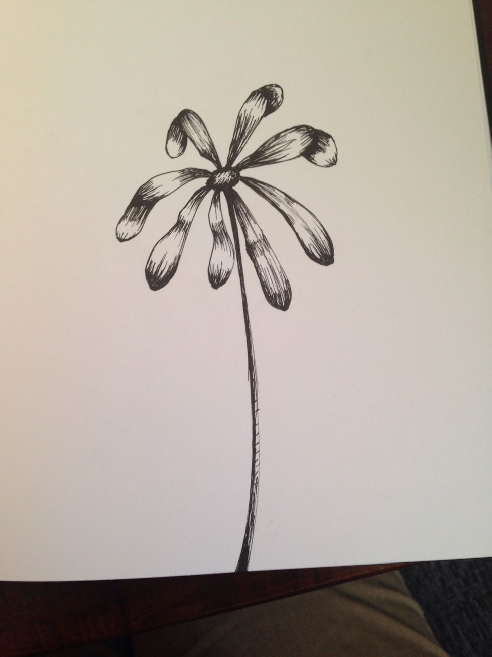 Darken the stem. Darker closer to the flower.