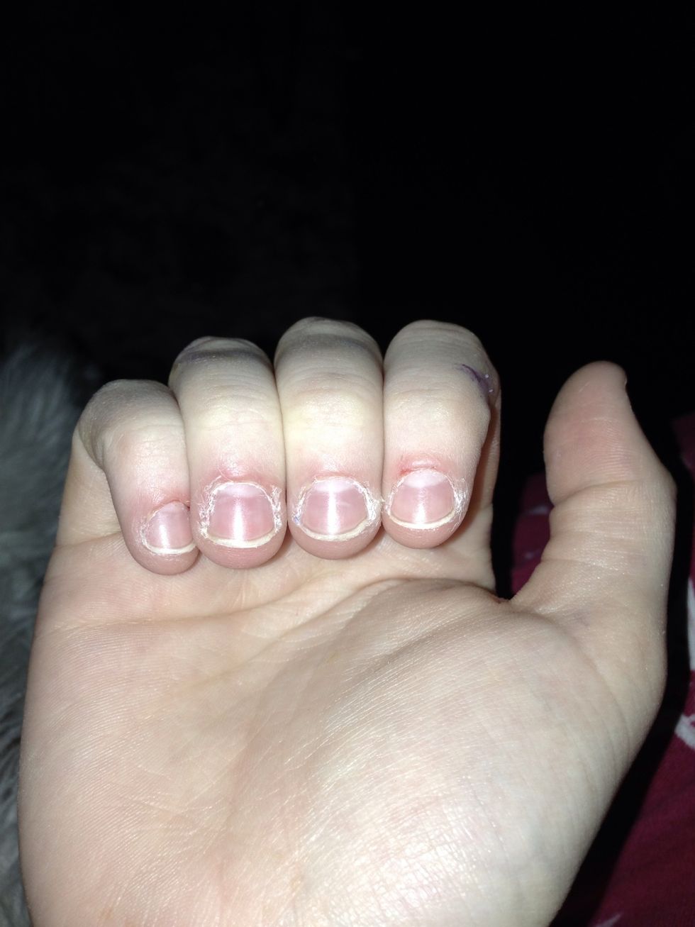 Day 6. Filing back your nails is healthy. Do this once a week. NOT A LOT! Only do it slightly. Also, the "half moon" at the top should be visible. This may take a few days of pushing cuticles back.