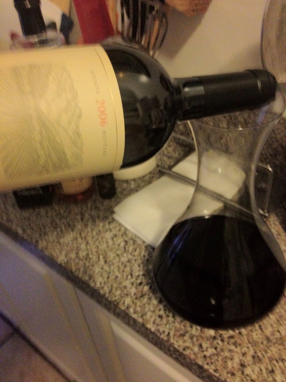 Decant fine red wine.