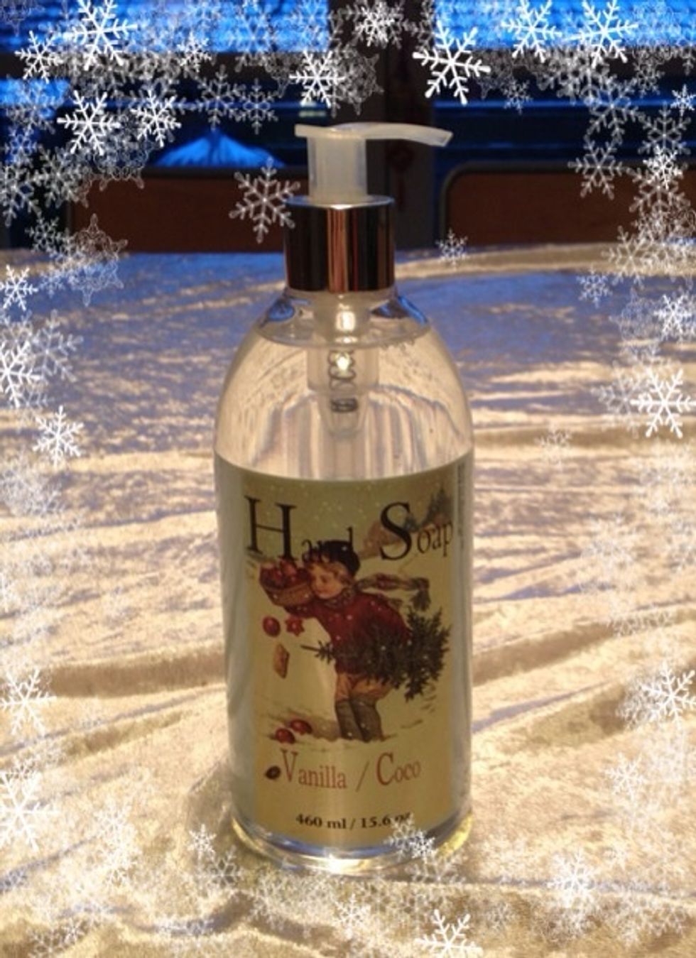 December 4th: A bottle of hand soap with Christmas scent from vanilla and coco
