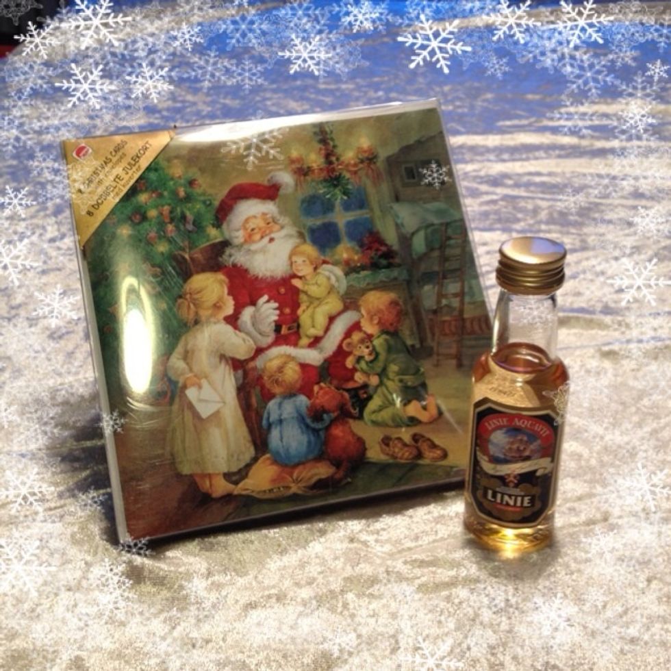 December 6th: A box of cute Christmas cards to send to friends and family and a mini bottle of snaps
