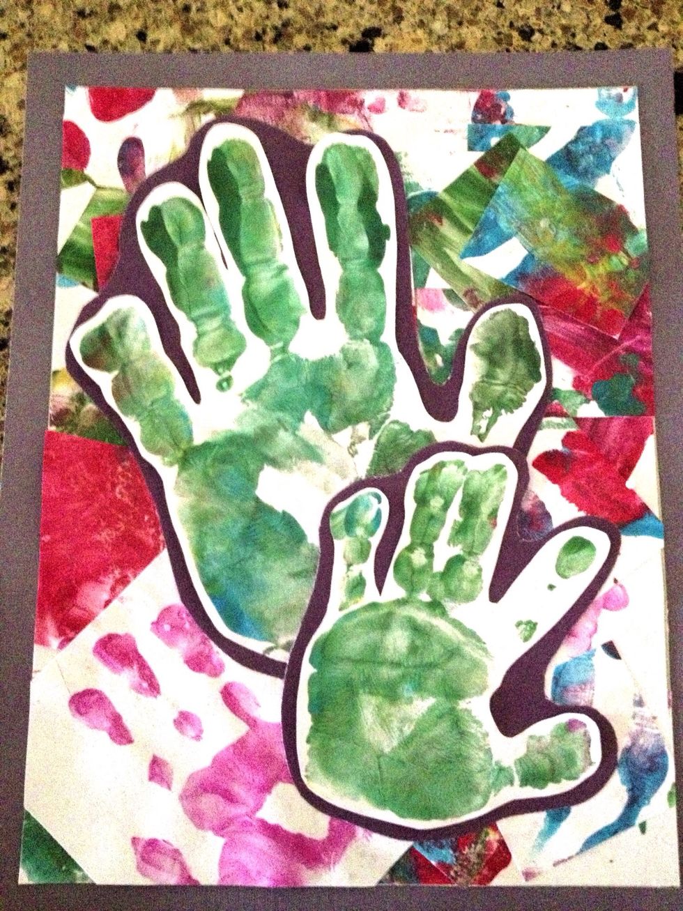 (Decide the placement of the prints BEFORE you glue.) Glue the prints on top.