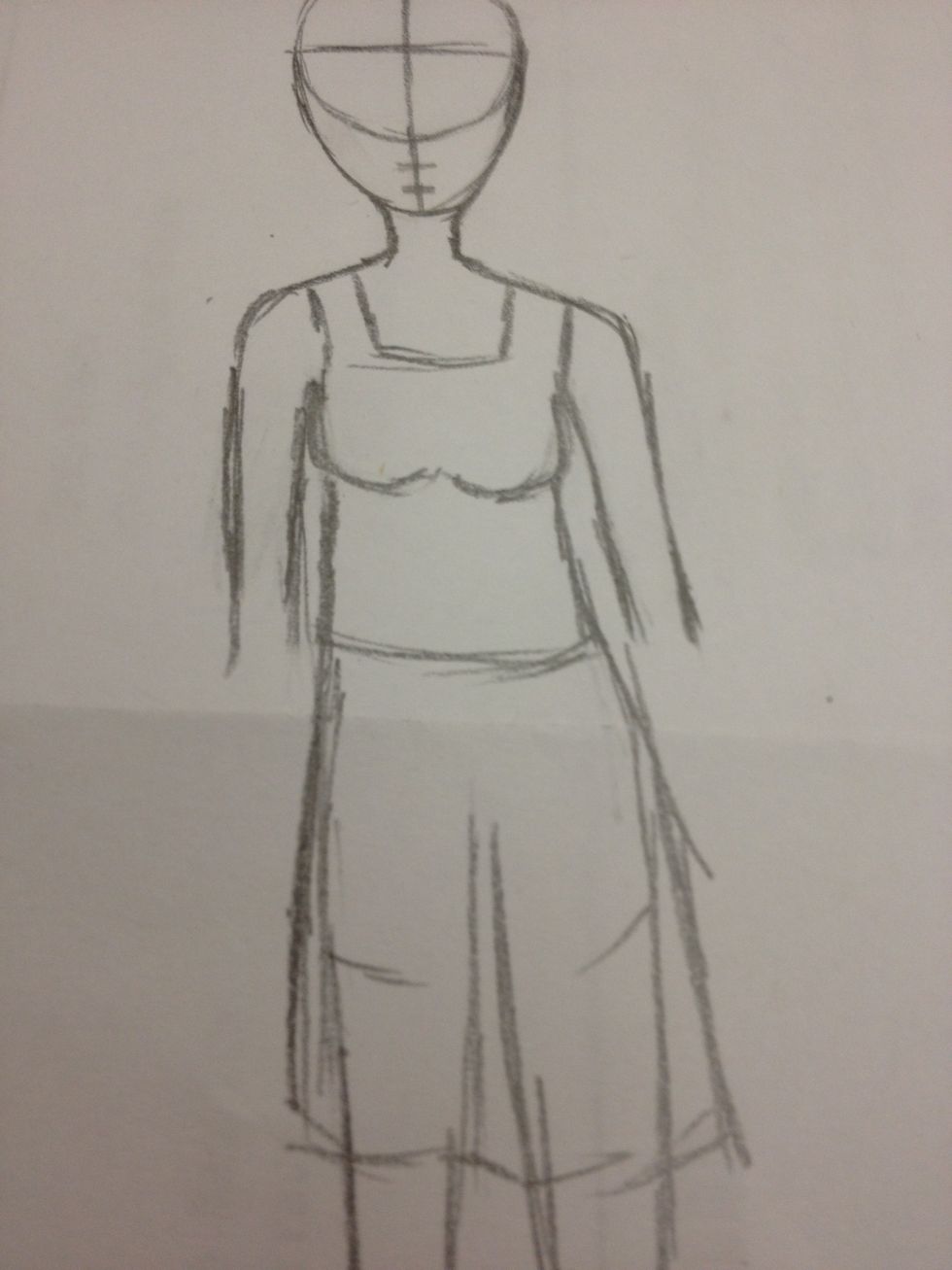 Decide what garment will you draw, I decide to draw a summer dress remember to draw the breast if you are drawing a girl
