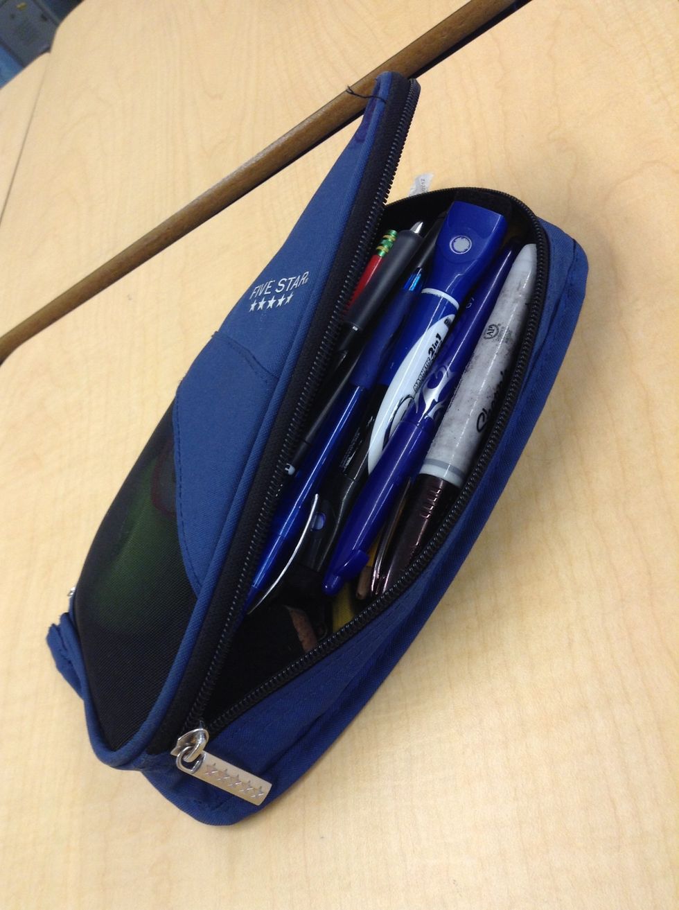 Decide which supplies you need and no longer need. You can save the ones you want by putting them back in your pencil pouch and put the un-needed ones elsewhere or just throw them away!