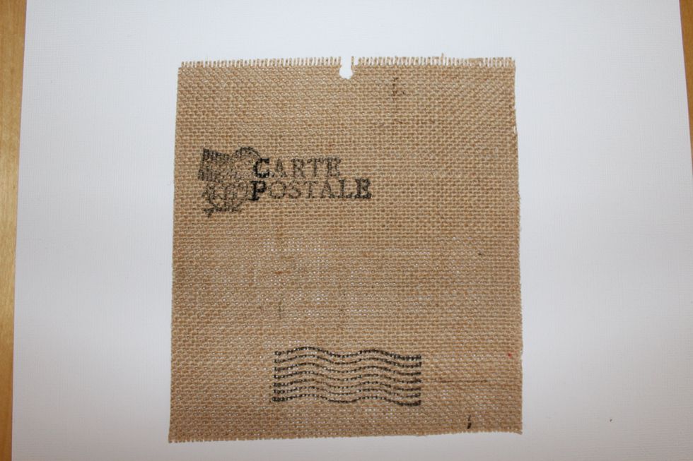 Decor the burlap with stamps