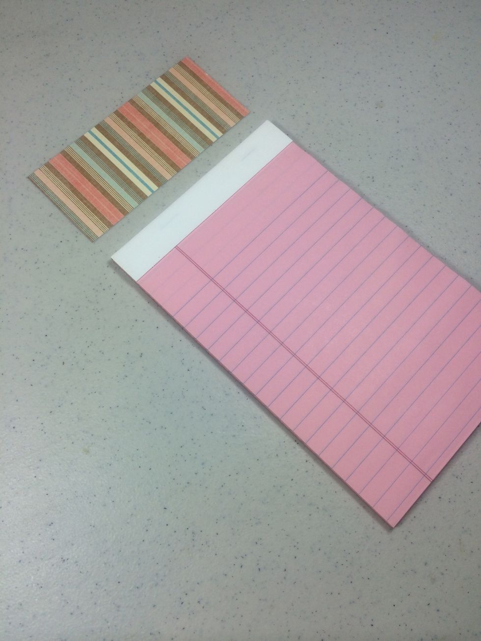 Decorate a steno pad with a piece of accent paper 5" long x 2 1/4" tall.