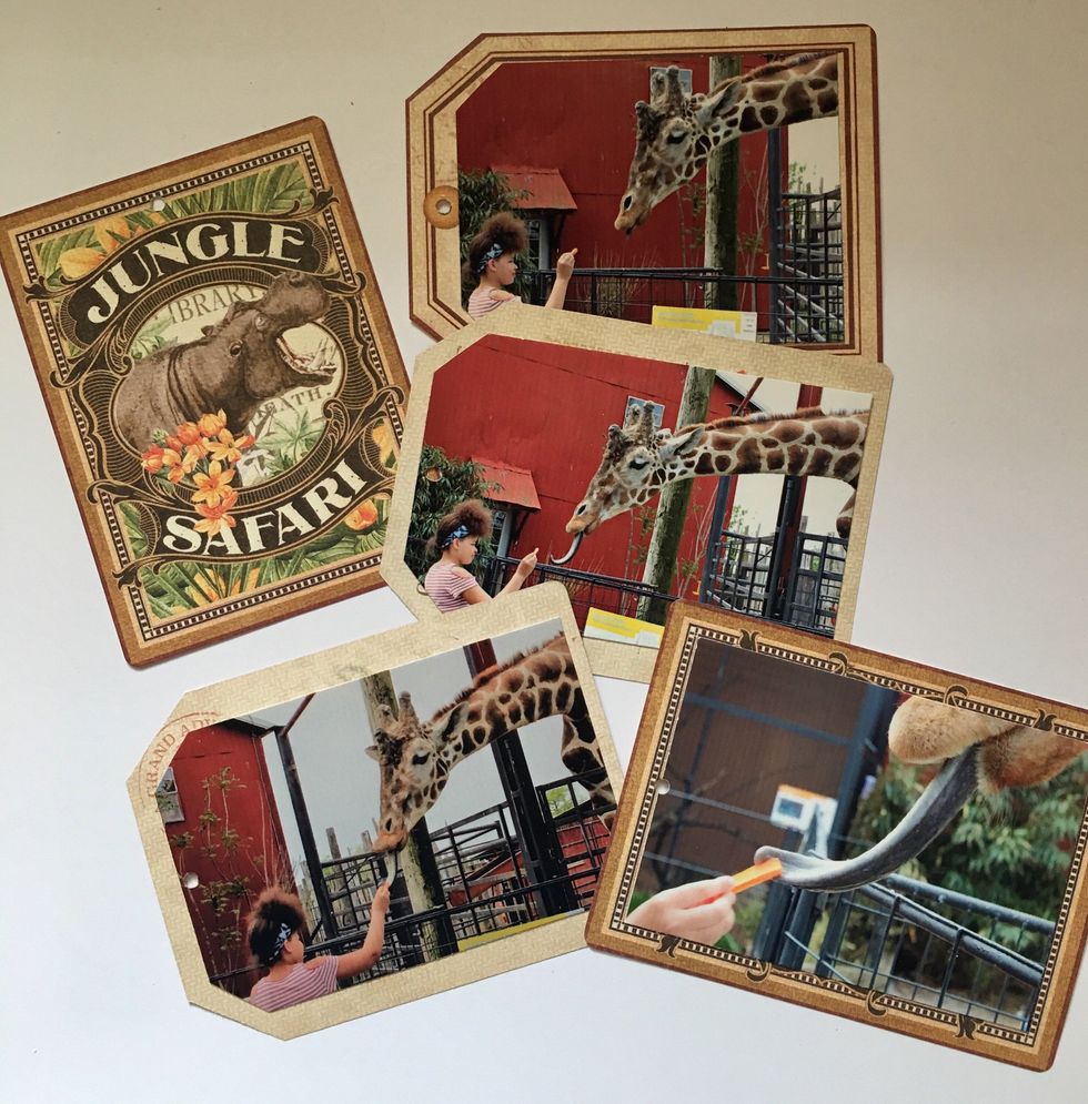 Decorate small tags with photos.