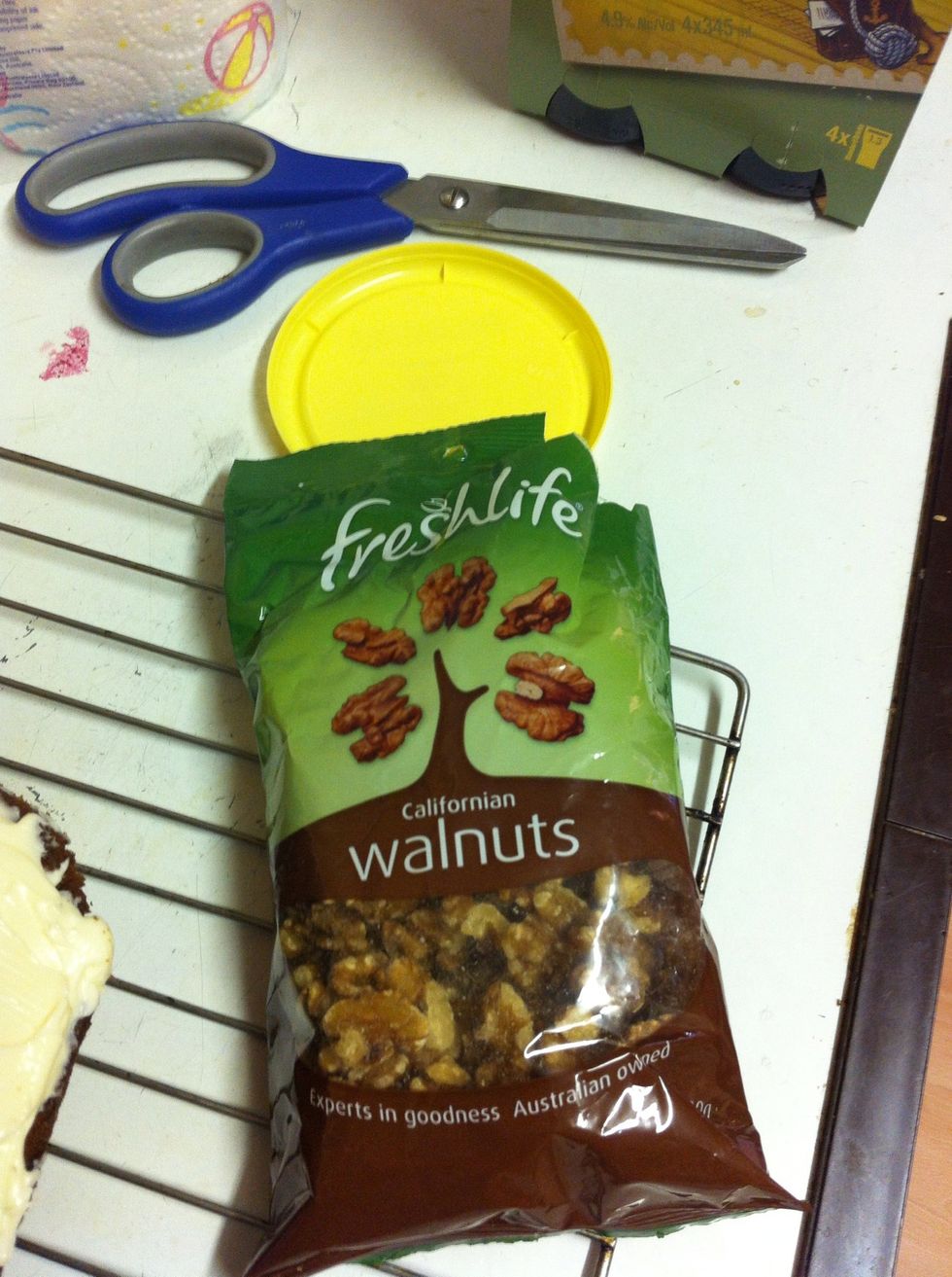 Decorate with walnuts if desired