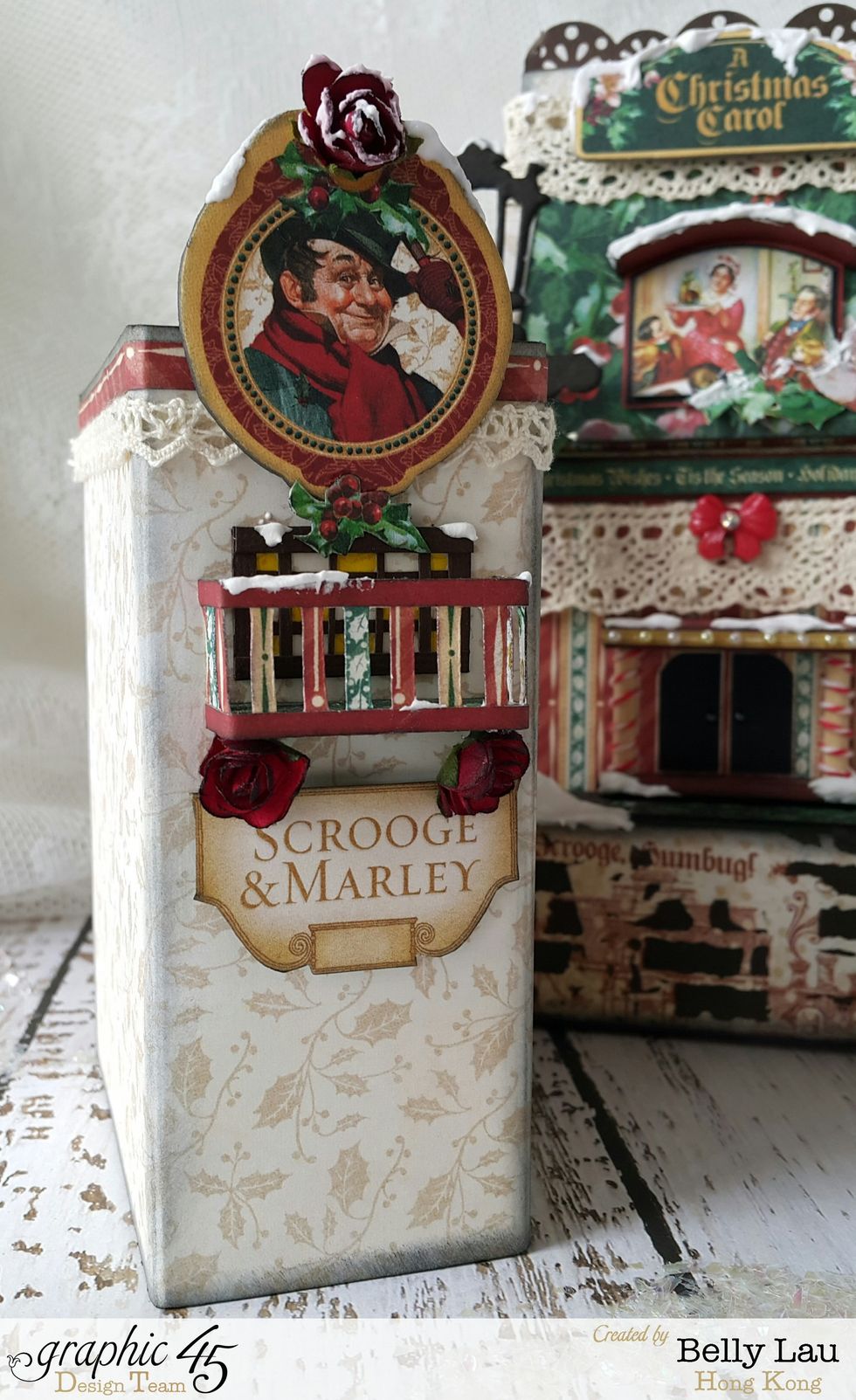 Decorating ideas: side decorations of one of the chipboard mini album