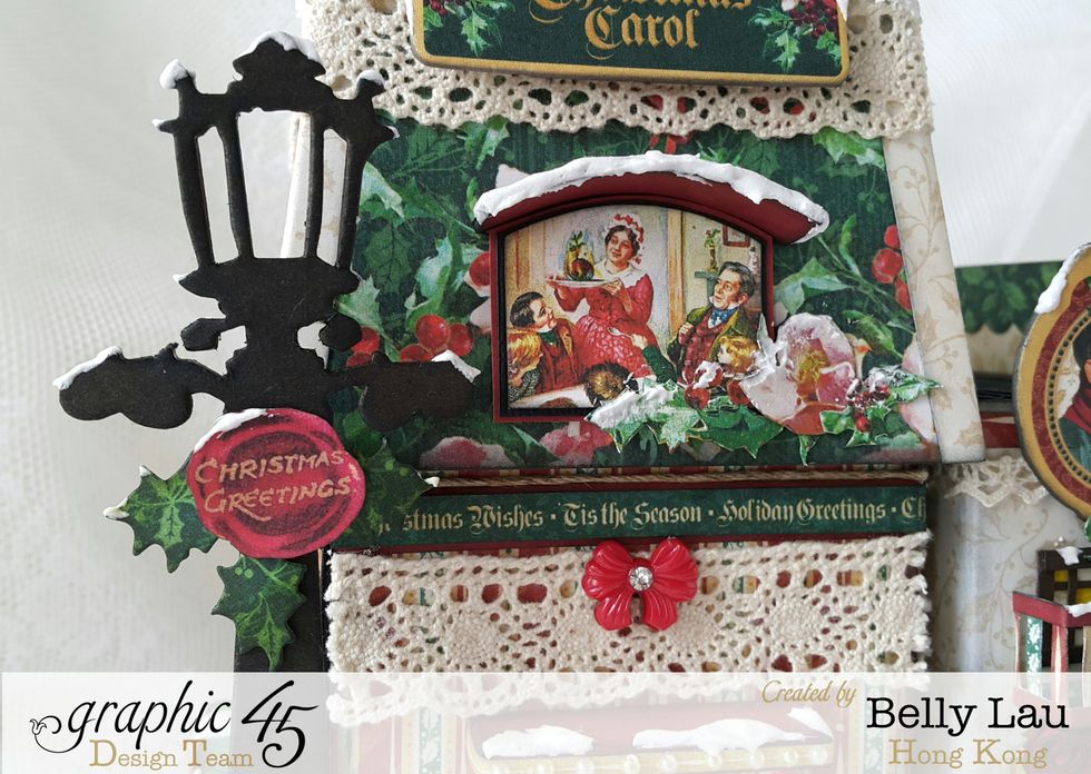 Decoration ideas: make a small piece of curve chipboard and cover with paper for the window, layer black and color cardstock to highlight